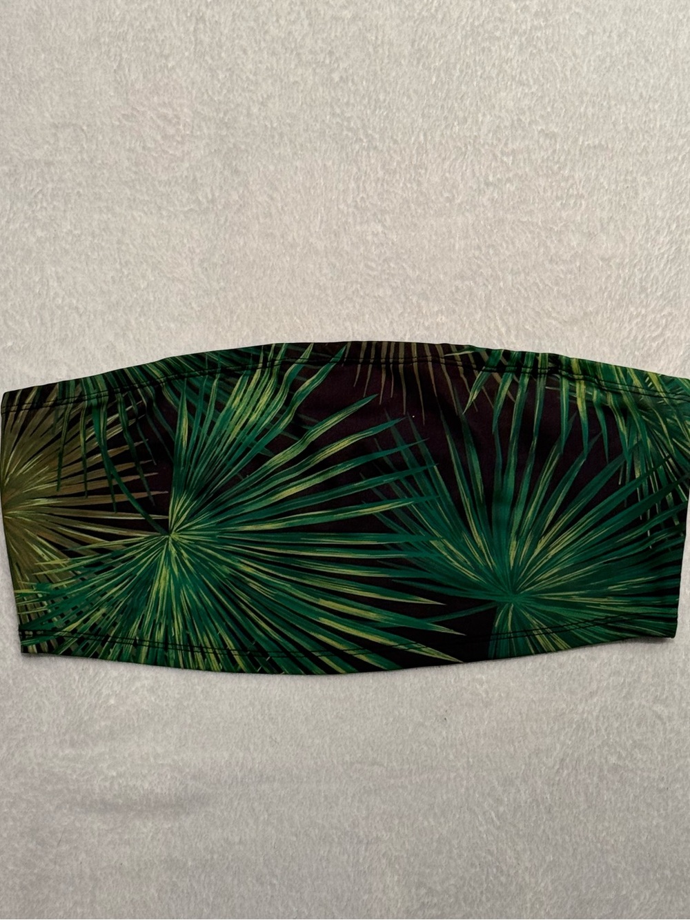 Fashion Nova Green Palm Print Strapless Tube Top